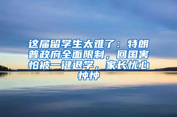 这届留学生太难了：特朗普政府全面限制，回国害怕被一键退学，家长忧心忡忡