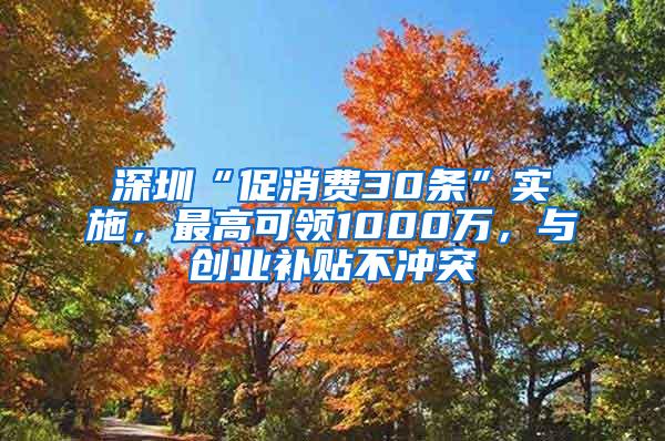 深圳“促消费30条”实施，最高可领1000万，与创业补贴不冲突