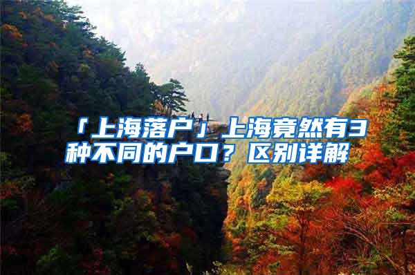 「上海落户」上海竟然有3种不同的户口？区别详解