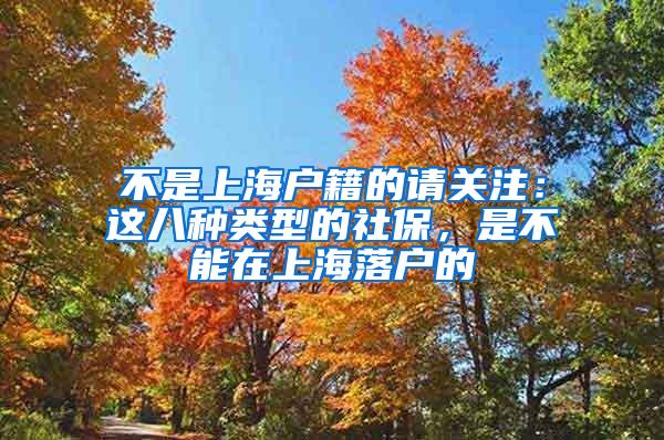 不是上海户籍的请关注：这八种类型的社保，是不能在上海落户的
