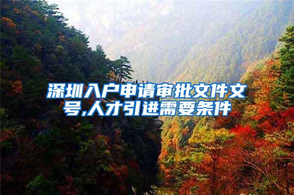深圳入户申请审批文件文号,人才引进需要条件