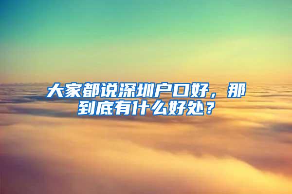 大家都说深圳户口好，那到底有什么好处？