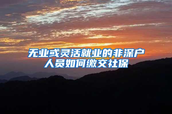无业或灵活就业的非深户人员如何缴交社保