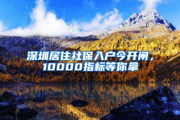 深圳居住社保入户今开闸，10000指标等你拿
