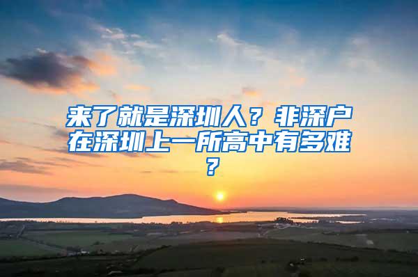 来了就是深圳人？非深户在深圳上一所高中有多难？