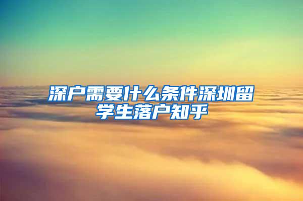 深户需要什么条件深圳留学生落户知乎