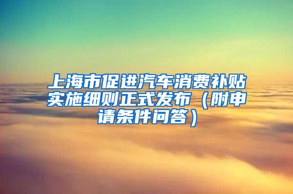 上海市促进汽车消费补贴实施细则正式发布（附申请条件问答）