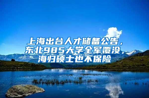 上海出台人才储备公告，东北985大学全军覆没，海归硕士也不保险