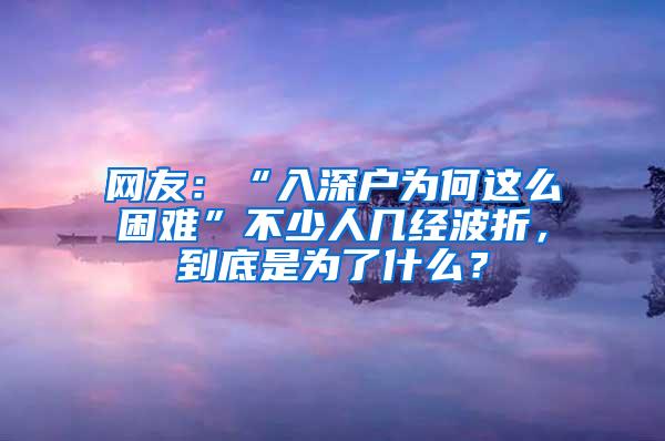 网友：“入深户为何这么困难”不少人几经波折，到底是为了什么？