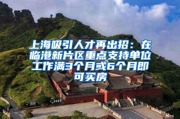 上海吸引人才再出招：在临港新片区重点支持单位工作满3个月或6个月即可买房