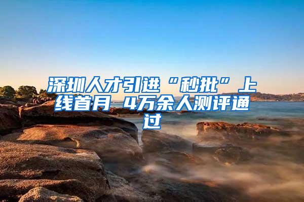 深圳人才引进“秒批”上线首月 4万余人测评通过