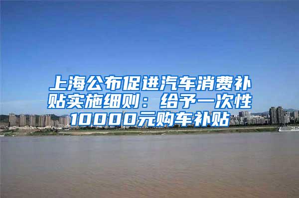 上海公布促进汽车消费补贴实施细则：给予一次性10000元购车补贴