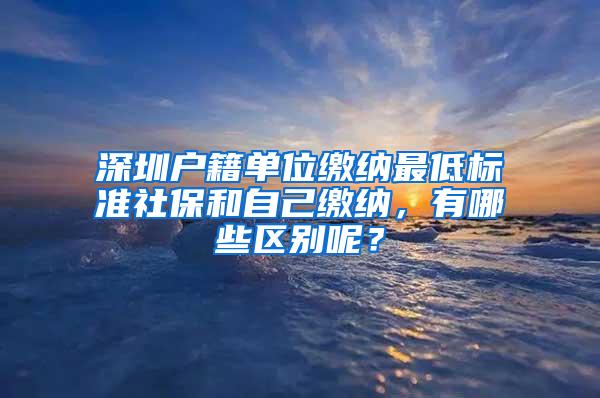 深圳户籍单位缴纳最低标准社保和自己缴纳，有哪些区别呢？