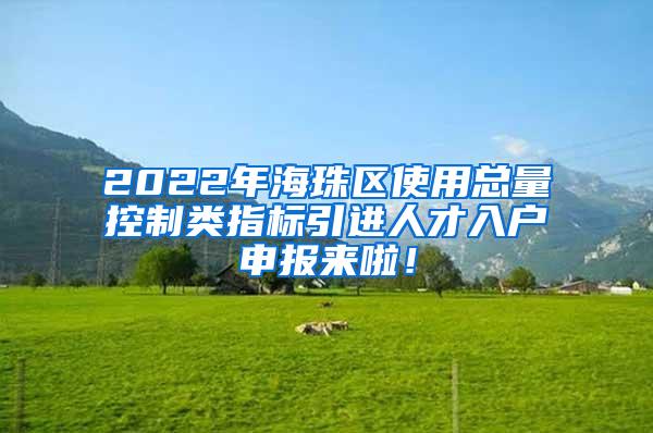 2022年海珠区使用总量控制类指标引进人才入户申报来啦！