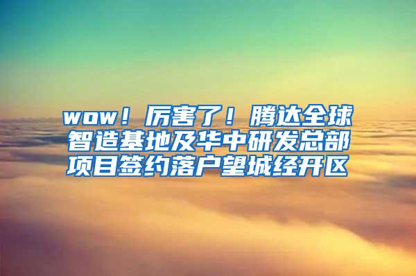 wow！厉害了！腾达全球智造基地及华中研发总部项目签约落户望城经开区