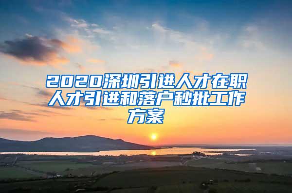 2020深圳引进人才在职人才引进和落户秒批工作方案