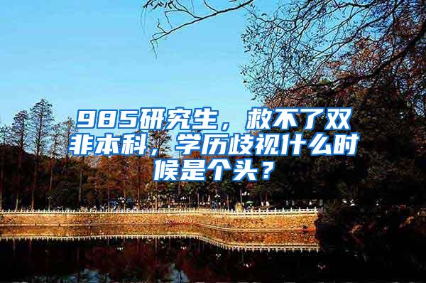 985研究生，救不了双非本科，学历歧视什么时候是个头？