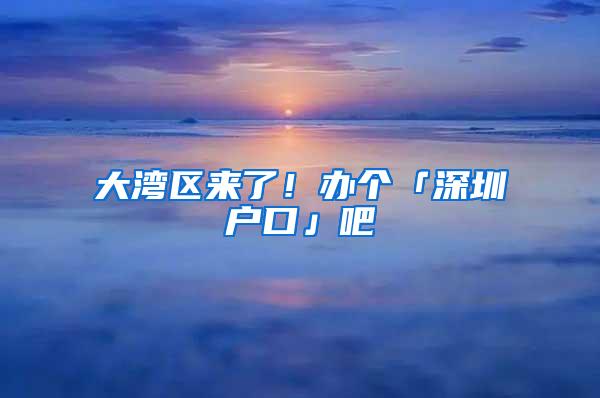 大湾区来了！办个「深圳户口」吧