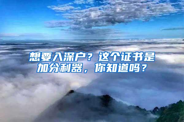 想要入深户？这个证书是加分利器，你知道吗？