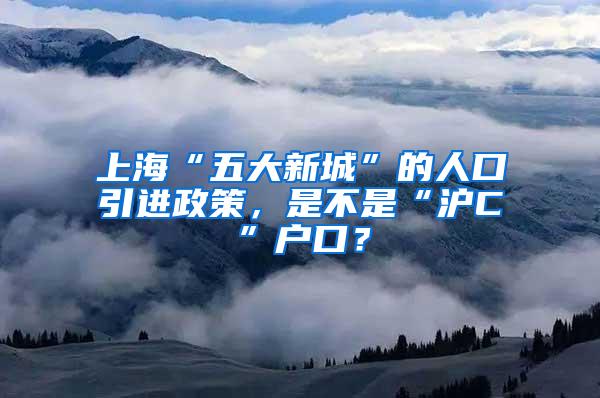 上海“五大新城”的人口引进政策，是不是“沪C”户口？