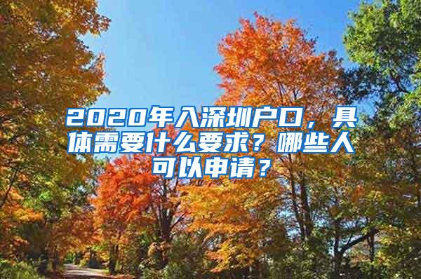 2020年入深圳户口，具体需要什么要求？哪些人可以申请？