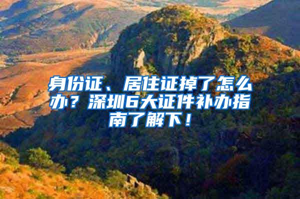 身份证、居住证掉了怎么办？深圳6大证件补办指南了解下！