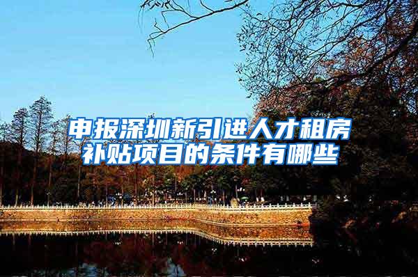 申报深圳新引进人才租房补贴项目的条件有哪些