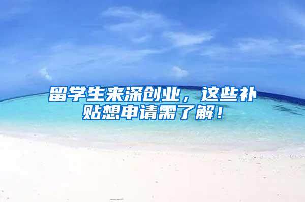 留学生来深创业，这些补贴想申请需了解！