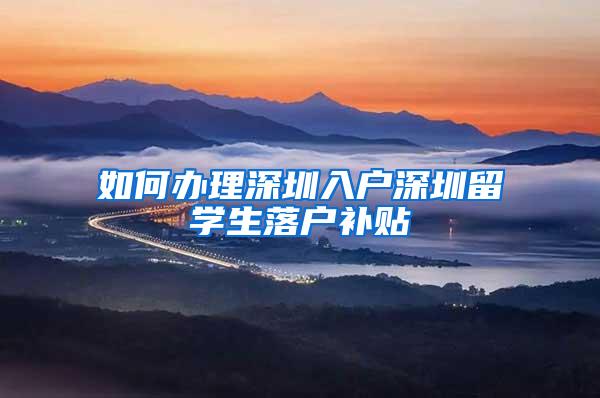 如何办理深圳入户深圳留学生落户补贴