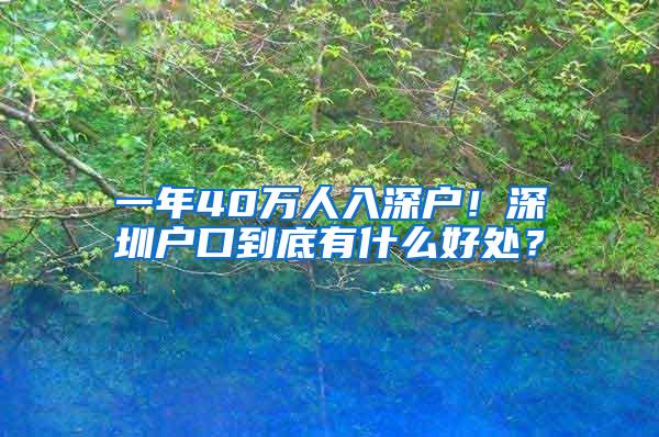一年40万人入深户！深圳户口到底有什么好处？