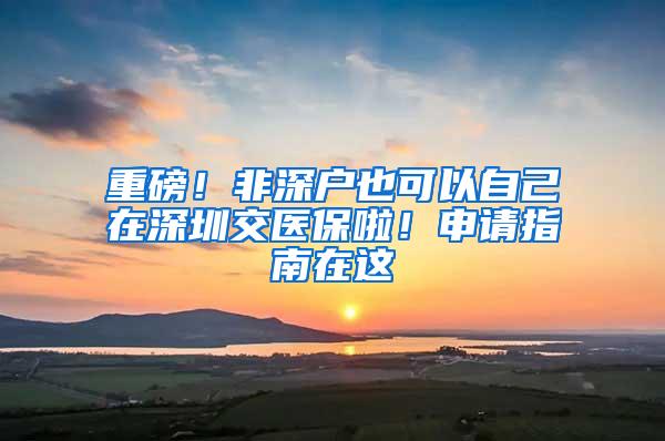 重磅！非深户也可以自己在深圳交医保啦！申请指南在这