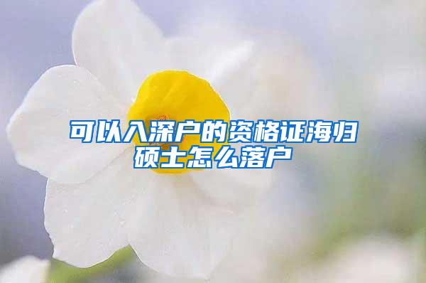 可以入深户的资格证海归硕士怎么落户