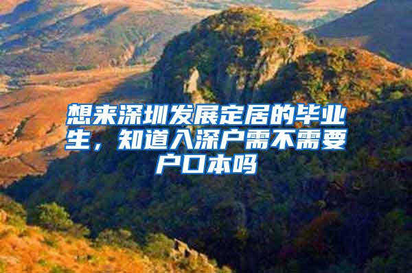 想来深圳发展定居的毕业生，知道入深户需不需要户口本吗
