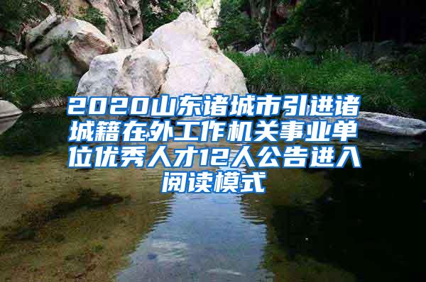 2020山东诸城市引进诸城籍在外工作机关事业单位优秀人才12人公告进入阅读模式