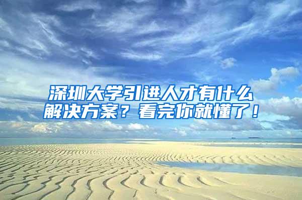深圳大学引进人才有什么解决方案？看完你就懂了！