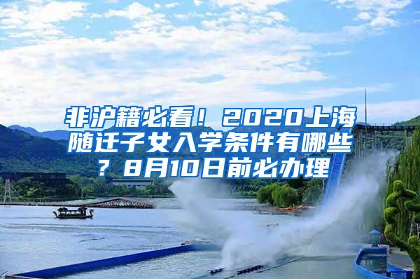非沪籍必看！2020上海随迁子女入学条件有哪些？8月10日前必办理