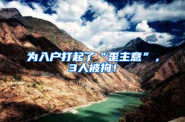为入户打起了“歪主意”，3人被拘！