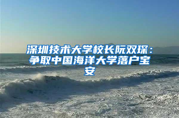 深圳技术大学校长阮双琛：争取中国海洋大学落户宝安