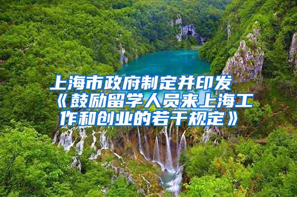 上海市政府制定并印发《鼓励留学人员来上海工作和创业的若干规定》