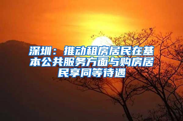 深圳：推动租房居民在基本公共服务方面与购房居民享同等待遇