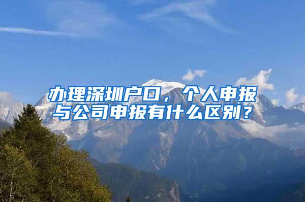 办理深圳户口，个人申报与公司申报有什么区别？