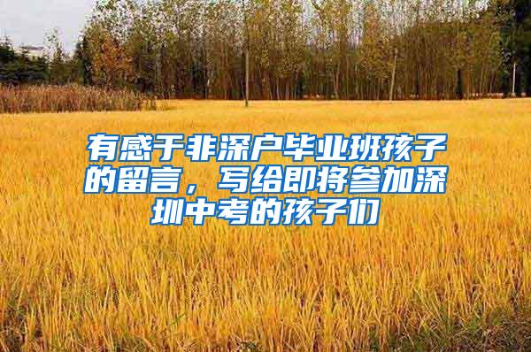 有感于非深户毕业班孩子的留言，写给即将参加深圳中考的孩子们