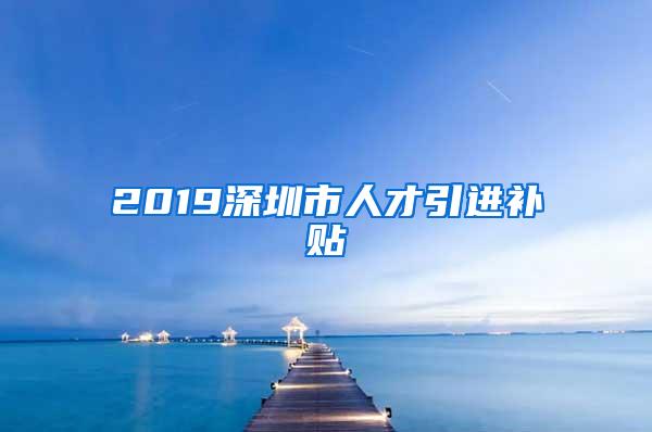 2019深圳市人才引进补贴