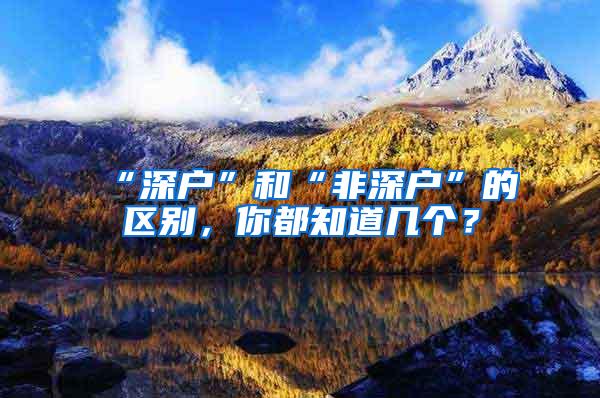 “深户”和“非深户”的区别，你都知道几个？