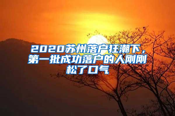 2020苏州落户狂潮下，第一批成功落户的人刚刚松了口气