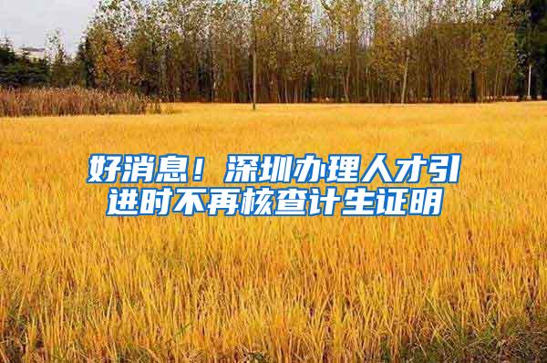 好消息！深圳办理人才引进时不再核查计生证明