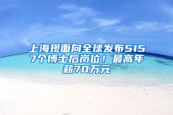 上海现面向全球发布5157个博士后岗位！最高年薪70万元