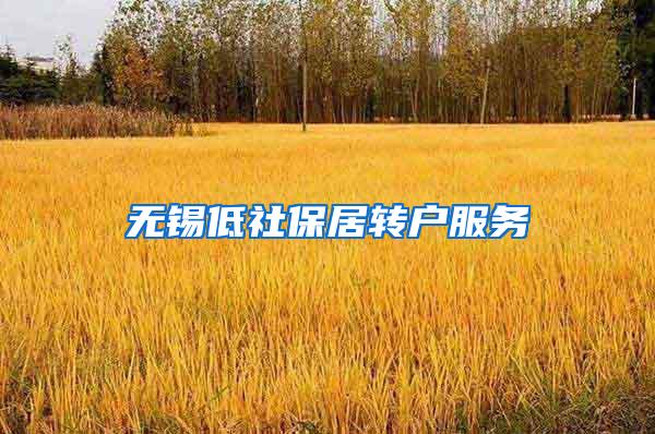 无锡低社保居转户服务