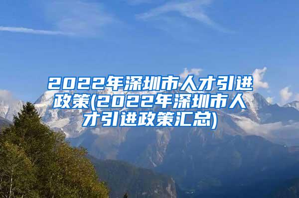 2022年深圳市人才引进政策(2022年深圳市人才引进政策汇总)