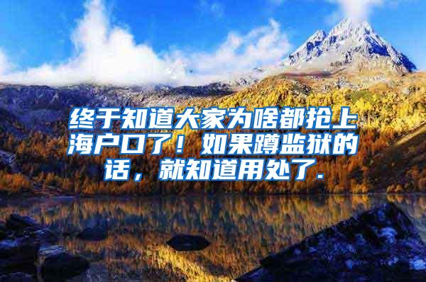终于知道大家为啥都抢上海户口了！如果蹲监狱的话，就知道用处了.